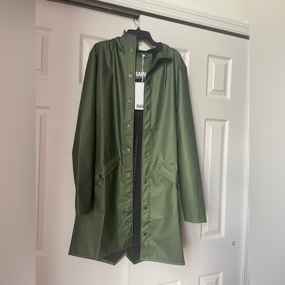 NWT Rains Long Jacket Evergreen XS